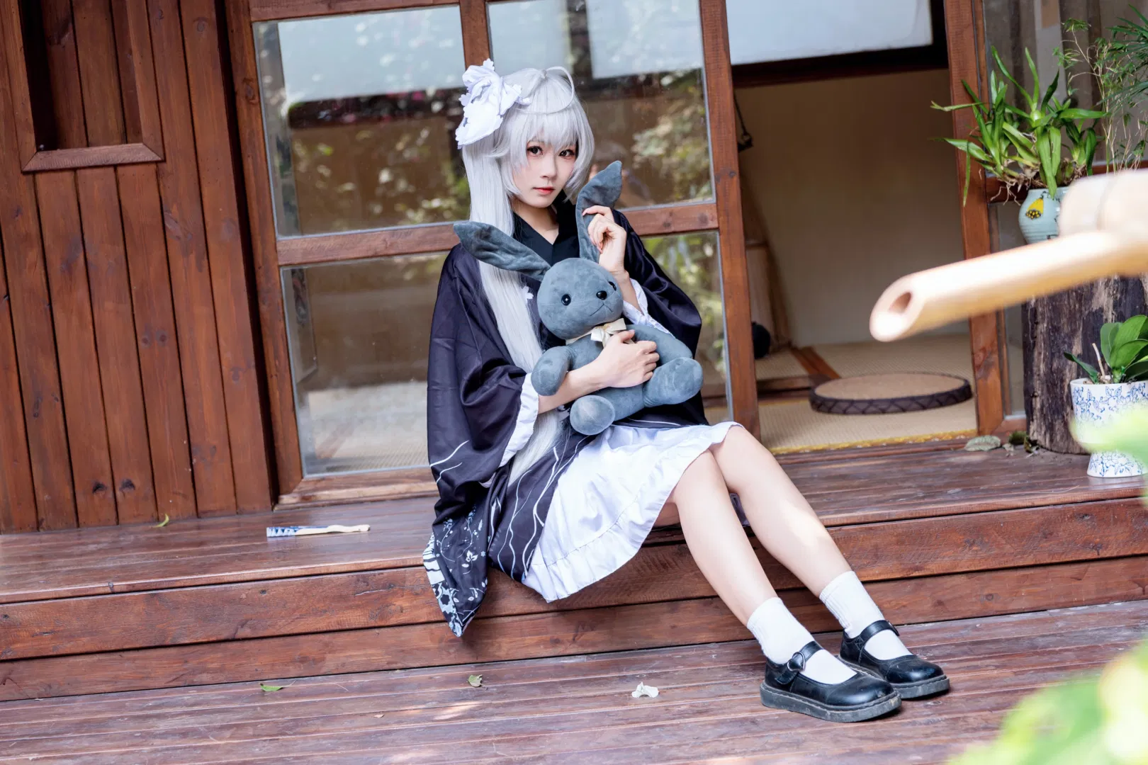 【春日野穹cos】缘之空 银发和风与灰兔子的静谧时光 - 第 9 张