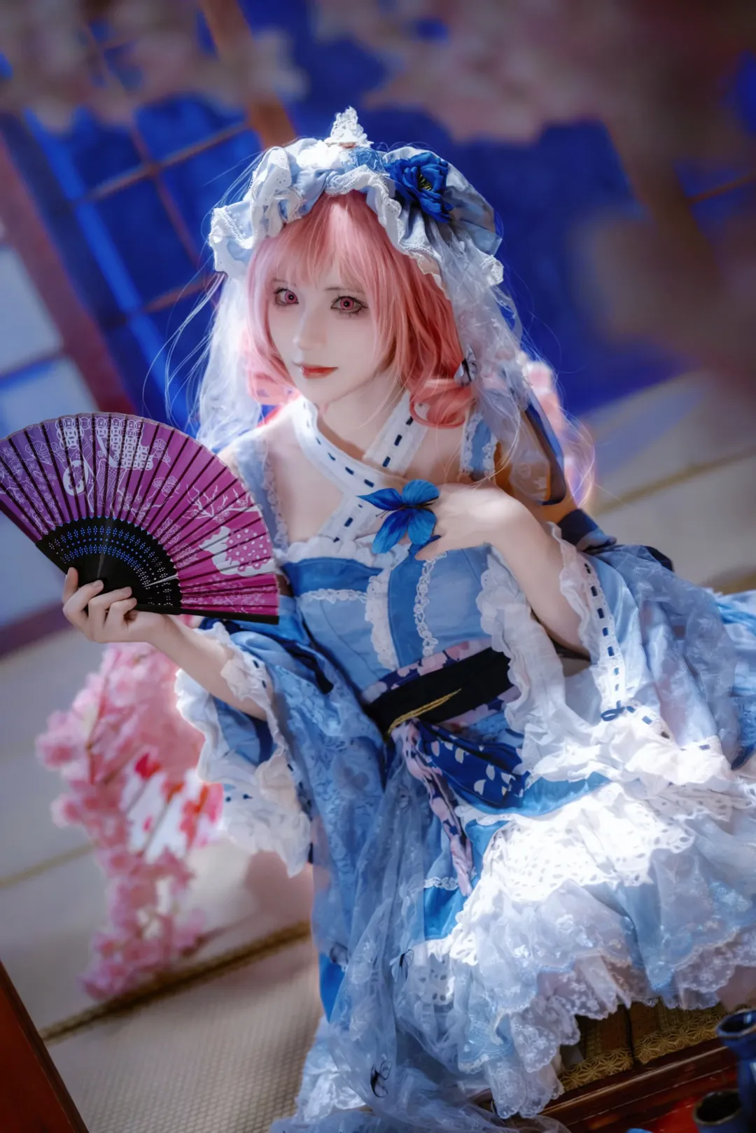 【西行寺幽幽子cos】东方project的梦幻演绎，粉色樱花下的静谧时光 - 第 1 张