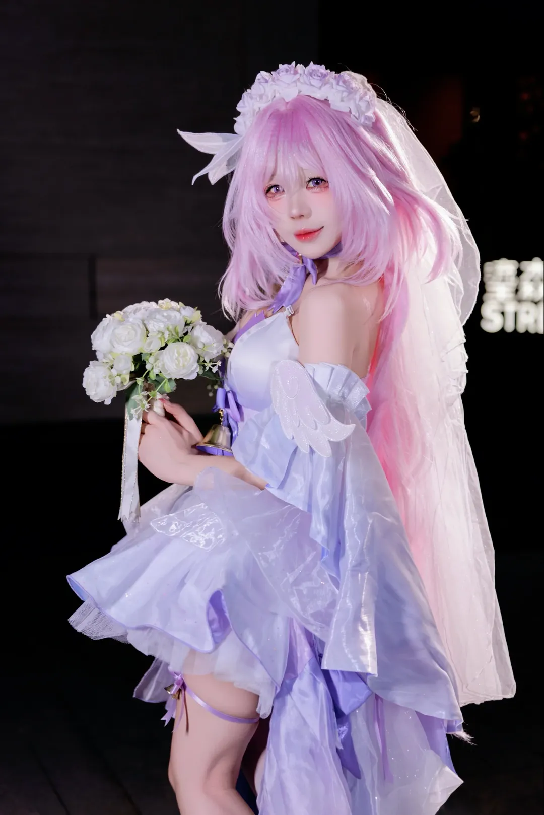 【爱莉希雅cos】粉色花嫁，梦幻之夜的拍摄记录 - 第 1 张
