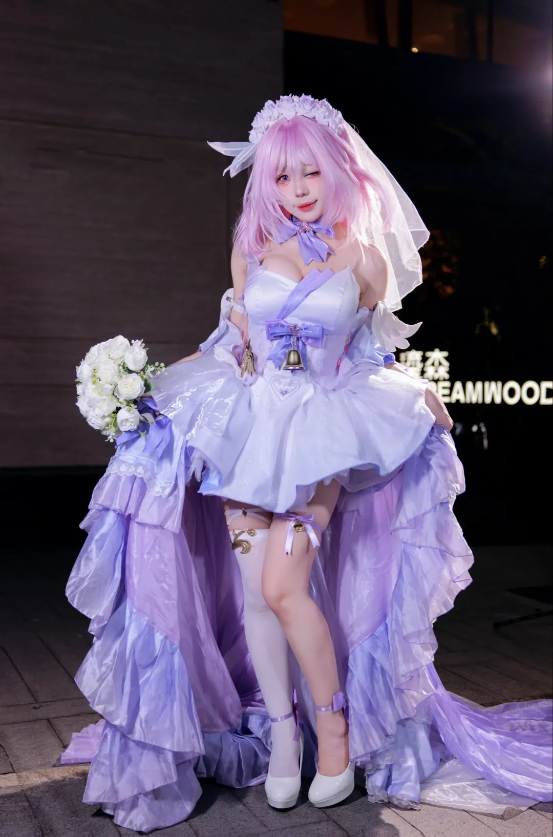 【爱莉希雅cos】粉色花嫁，梦幻之夜的拍摄记录 - 第 2 张