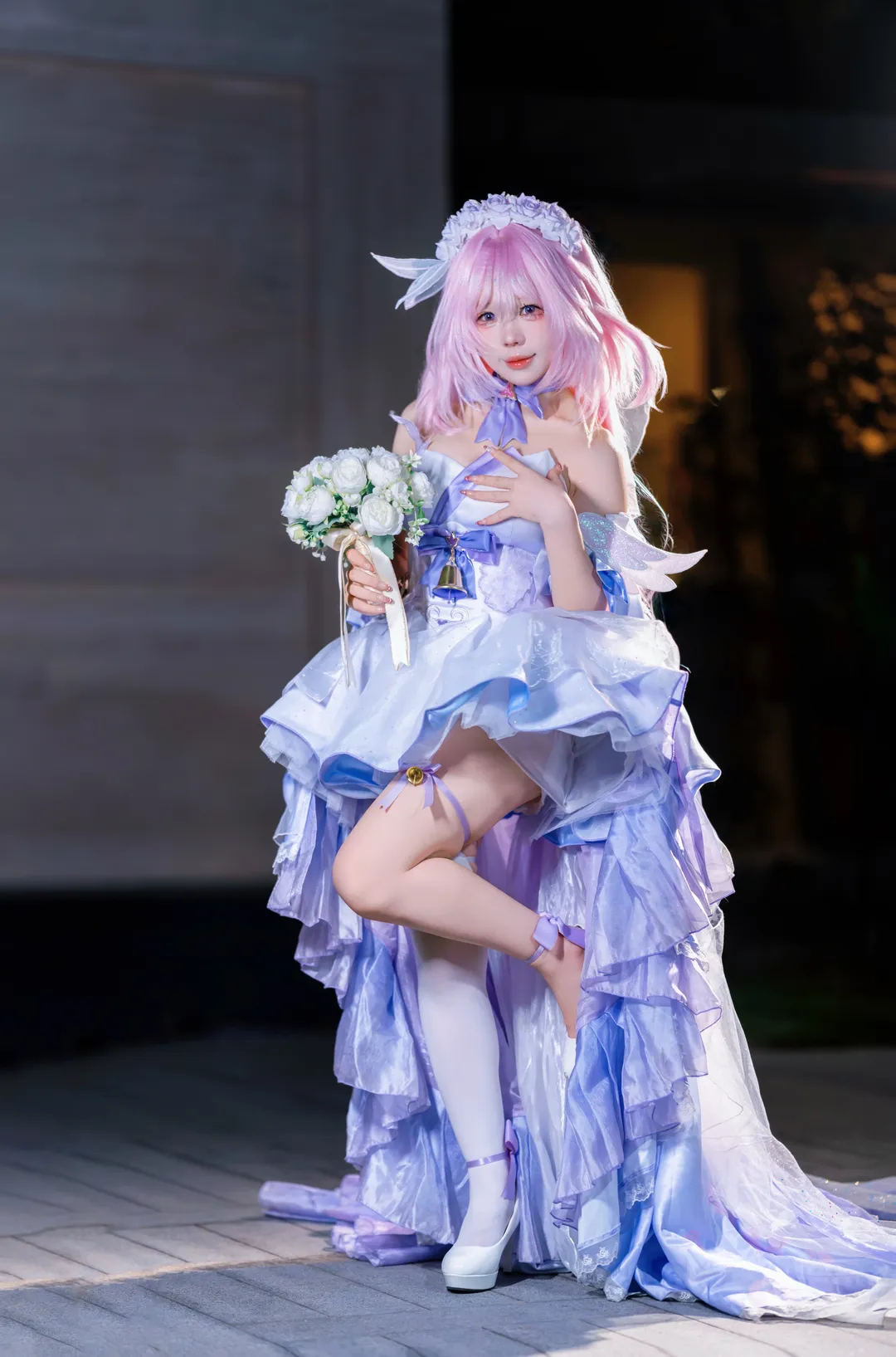 【爱莉希雅cos】粉色花嫁，梦幻之夜的拍摄记录 - 第 6 张