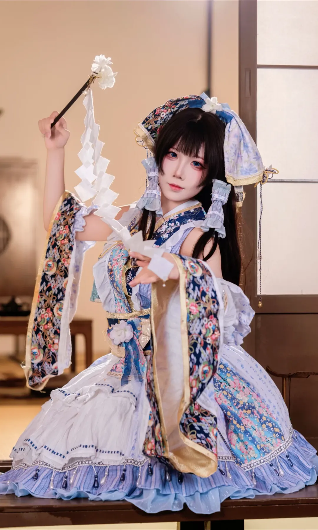 【博丽灵梦cos】东方Project幻想乡蓝白配色正片来袭 - 第 4 张