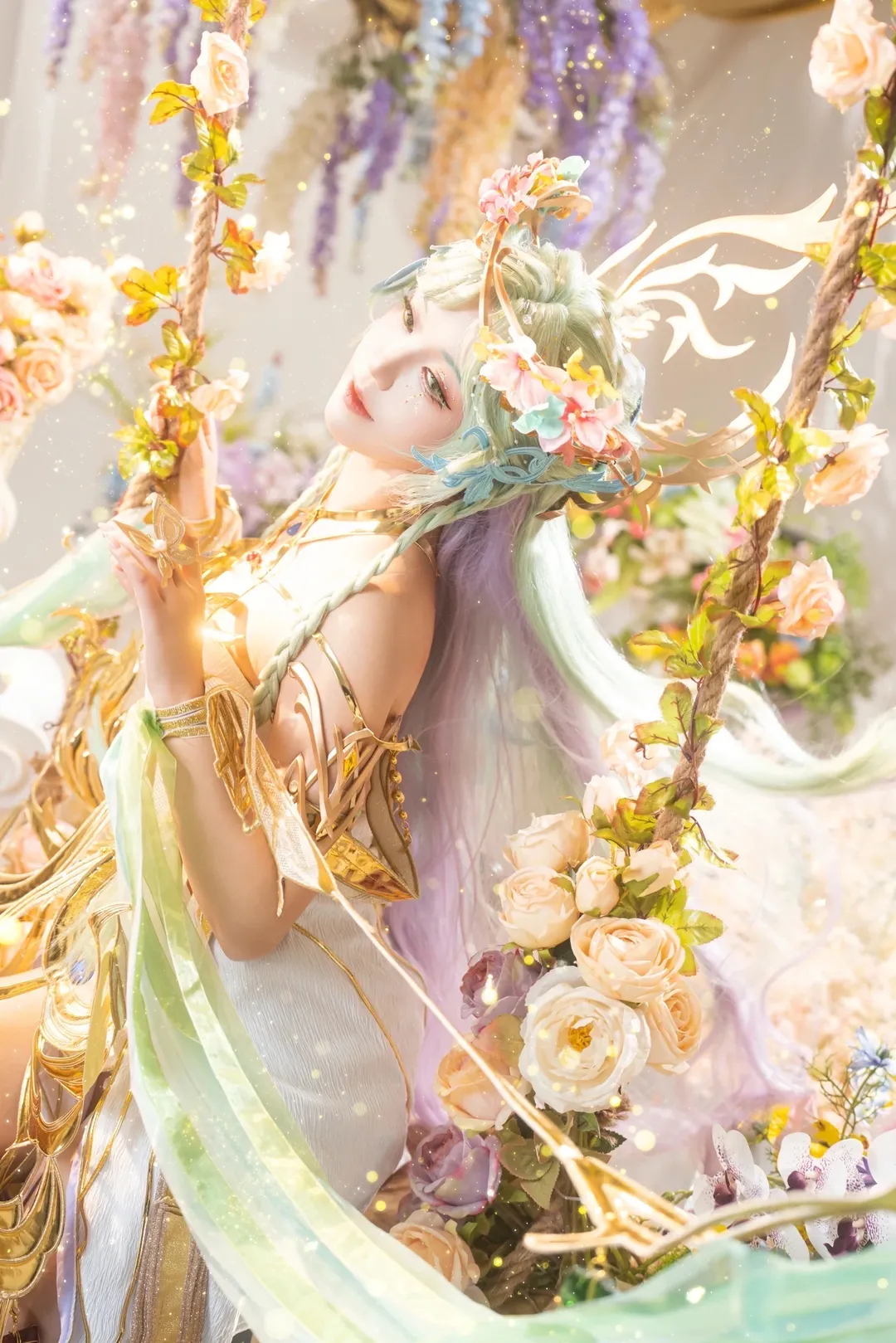 【貂蝉cos】王者荣耀馥梦繁花，花藤秋千上的幻境 - 第 1 张