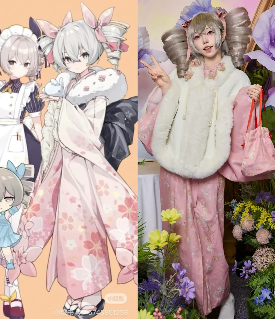 【布洛妮娅cos】崩坏学园2，鸭鸭水手服与樱花和服拍摄 - 第 1 张