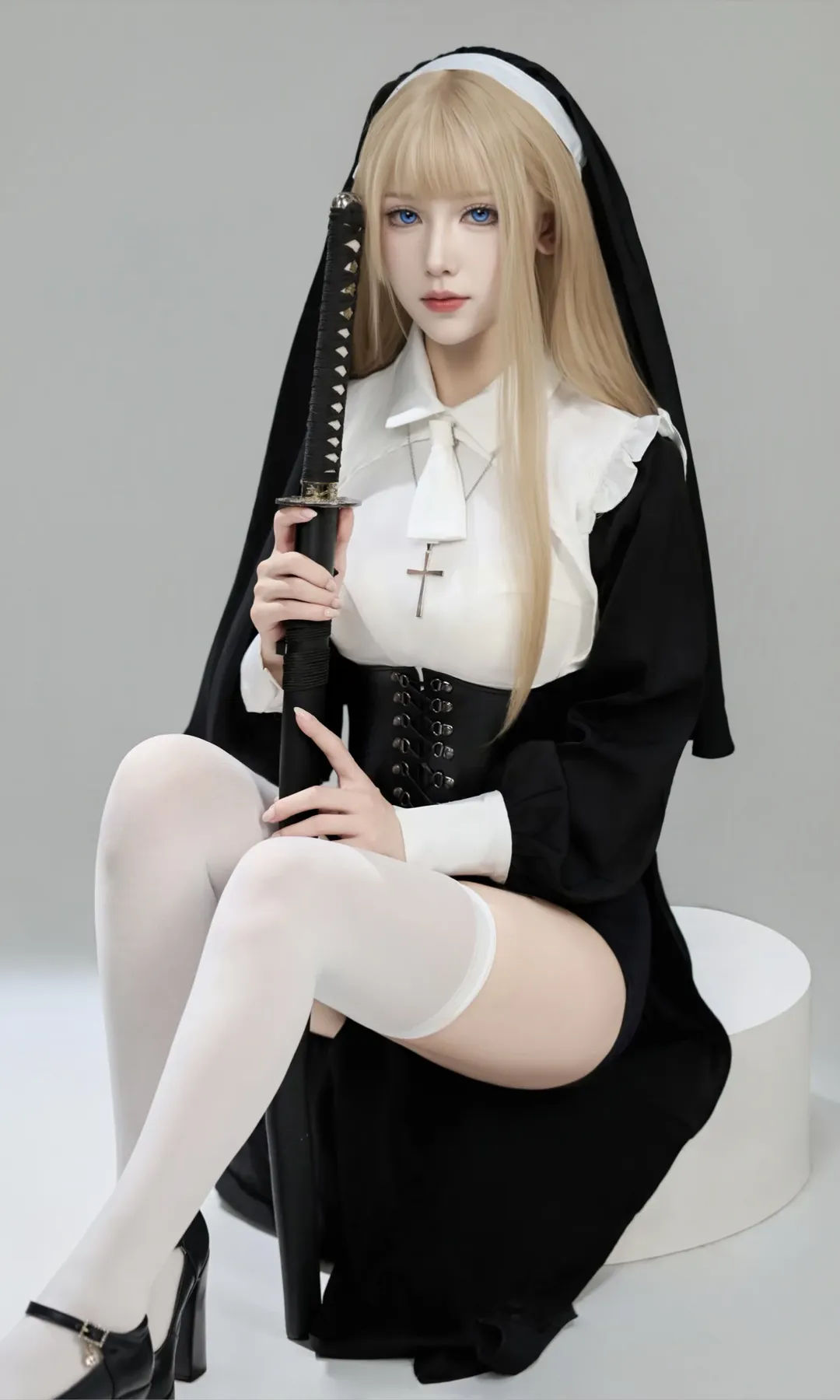 暗黑修女与武士刀 白丝绝对领域高燃出片 - 第 1 张