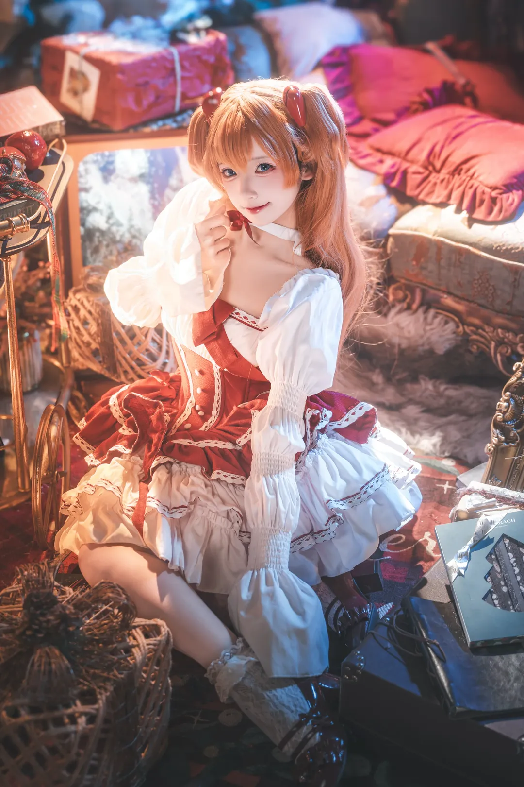 【明日香cos】圣诞主题的红色洋装拍摄分享 - 第 5 张