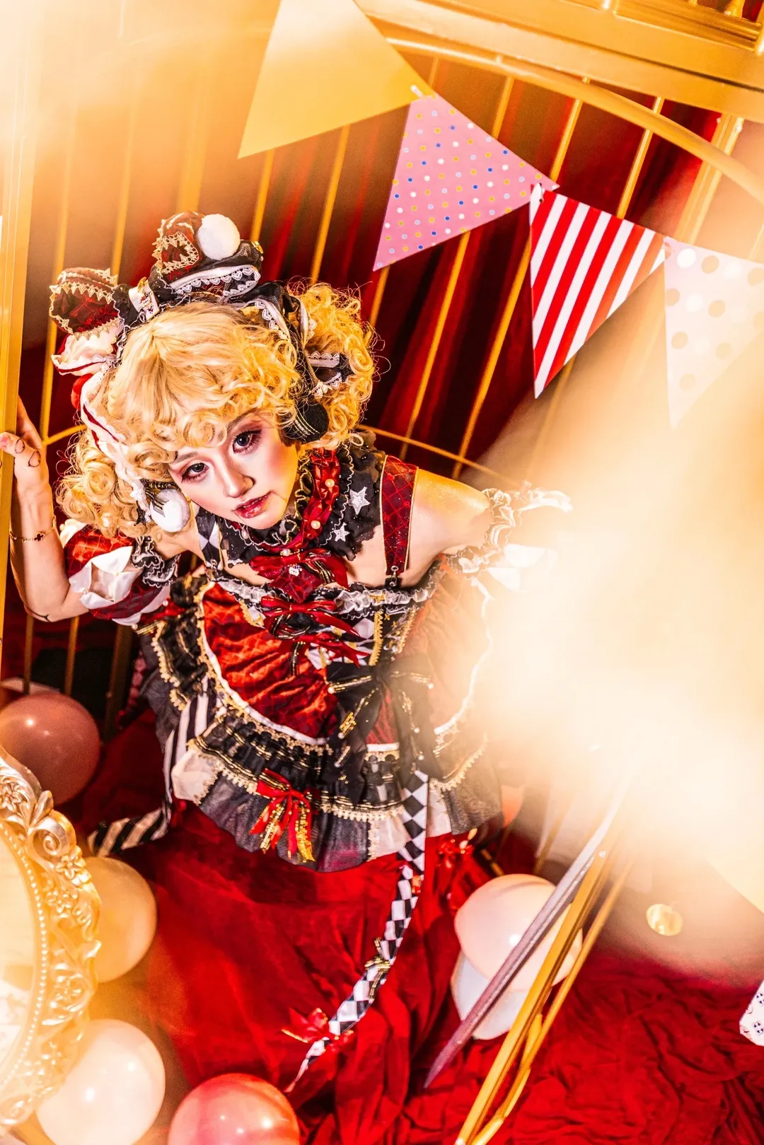 红黑棋盘格马戏团Lolita，笼中的怪诞人偶写真 - 第 3 张