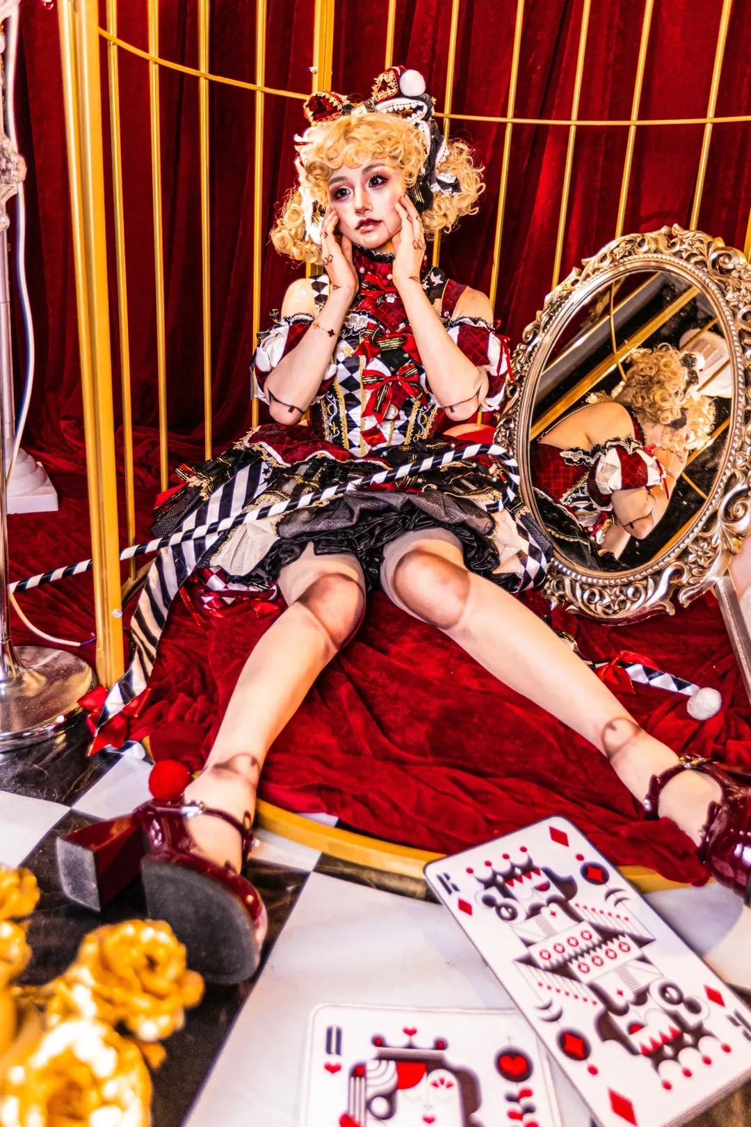 红黑棋盘格马戏团Lolita，笼中的怪诞人偶写真 - 第 8 张