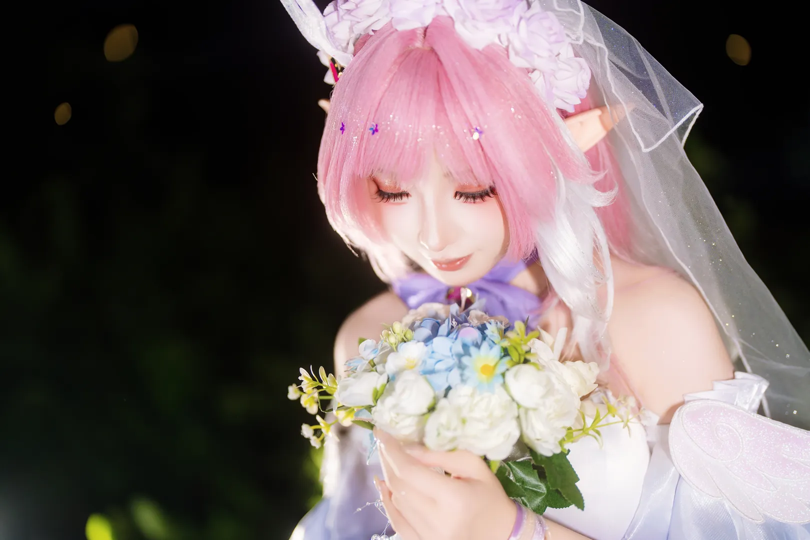 【爱莉希雅cos】花嫁造型夜拍，重点在裙摆和细节 - 第 4 张