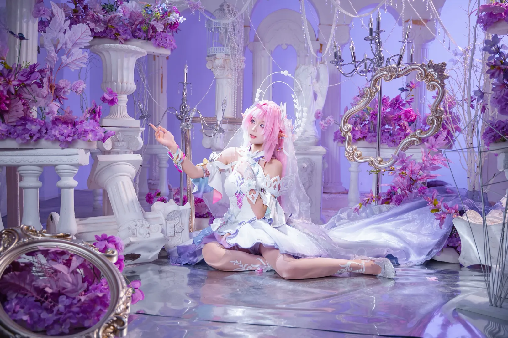 【大昔涟cos】紫粉色梦幻场景里的精灵造型 - 第 2 张