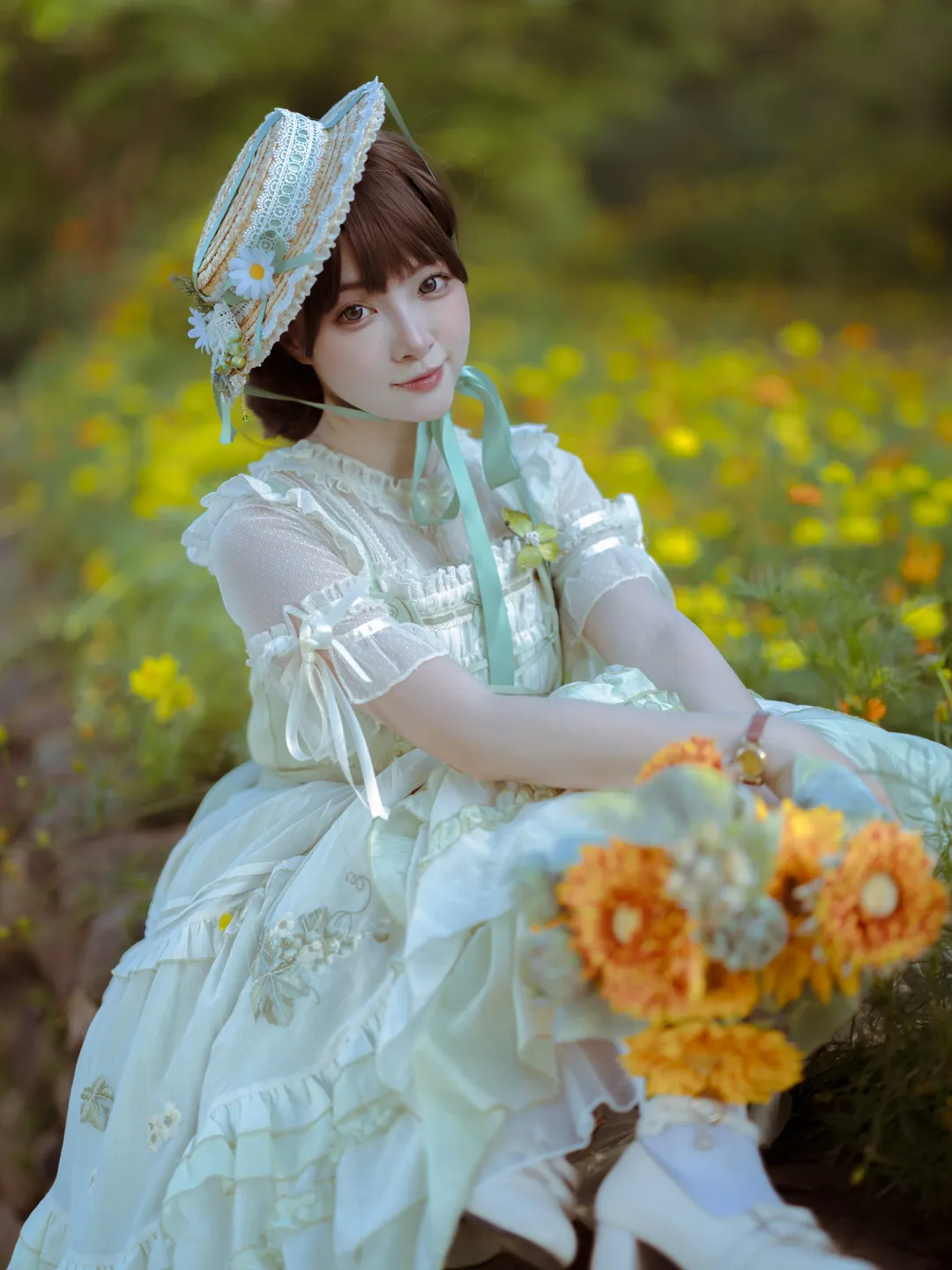 夏日草地上的法式油画少女穿搭 - 第 10 张