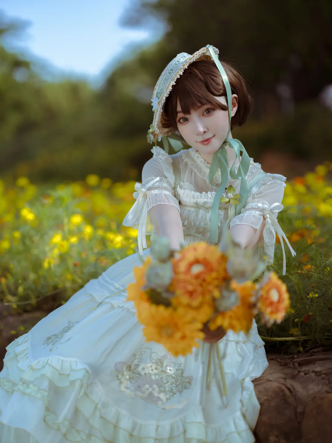 夏日草地上的法式油画少女穿搭 - 第 2 张