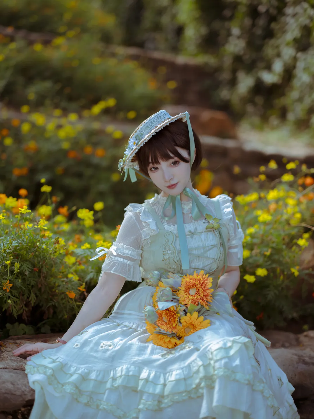 夏日草地上的法式油画少女穿搭 - 第 4 张