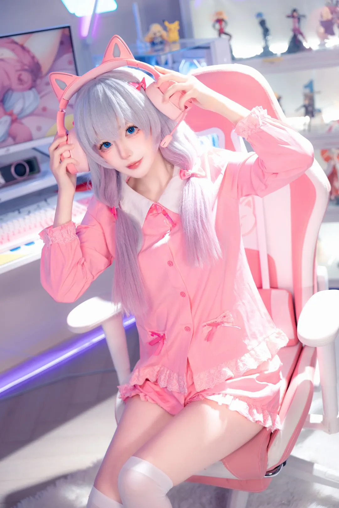 【和泉纱雾cos】埃罗芒阿老师粉色家居服日常 - 第 2 张