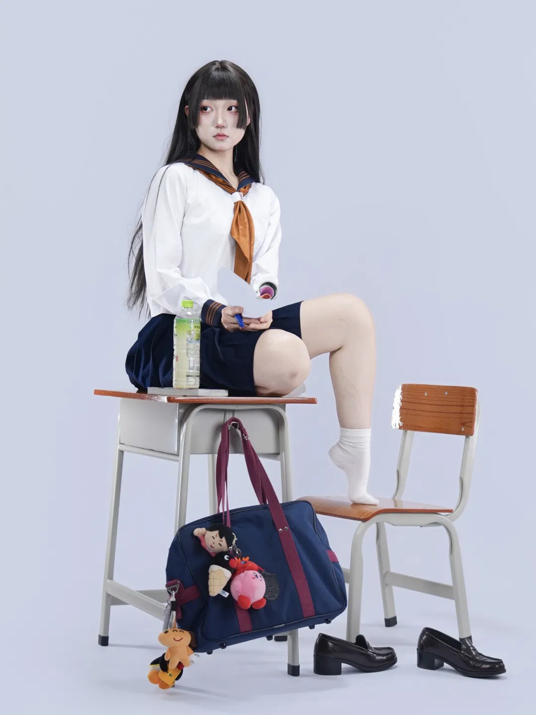 日系校供水手服日常感坐姿分享 - 第 2 张