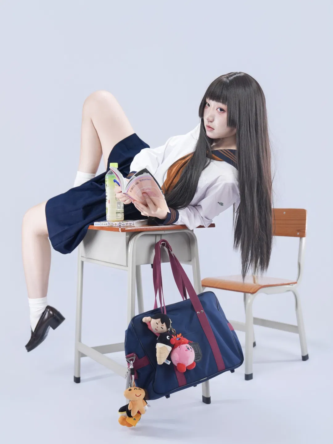 日系校供水手服日常感坐姿分享 - 第 5 张