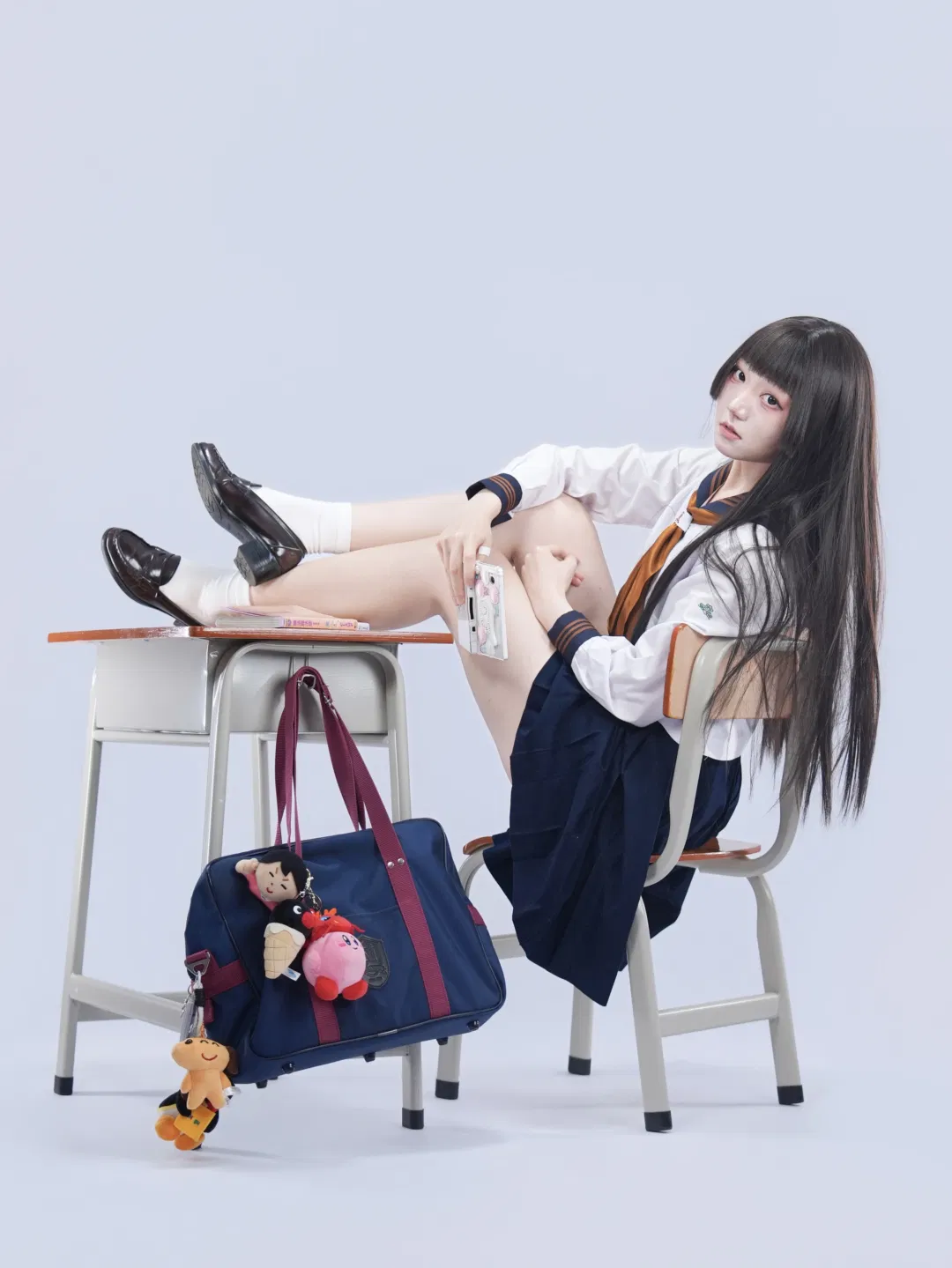 日系校供水手服日常感坐姿分享 - 第 7 张