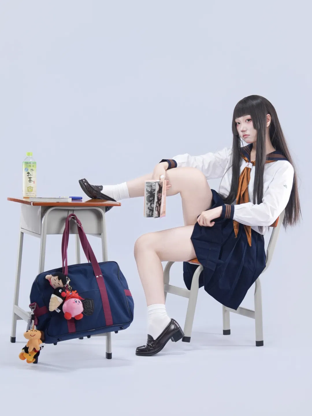 日系校供水手服日常感坐姿分享 - 第 8 张