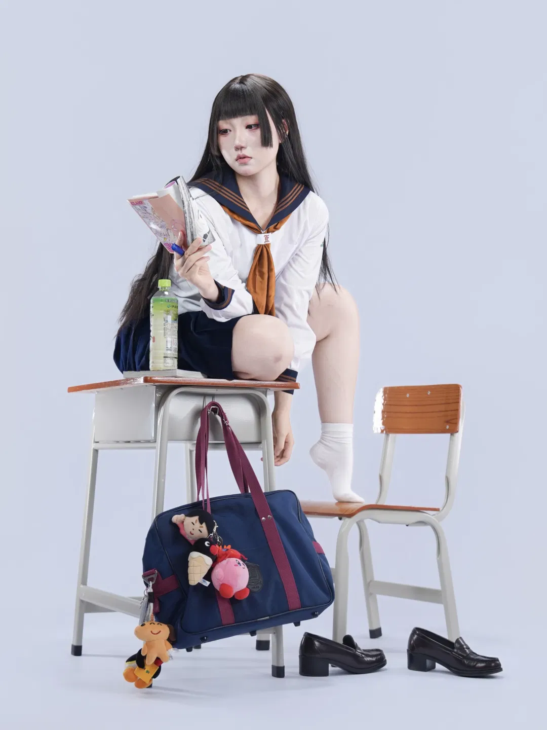 日系校供水手服日常感坐姿分享 - 第 9 张