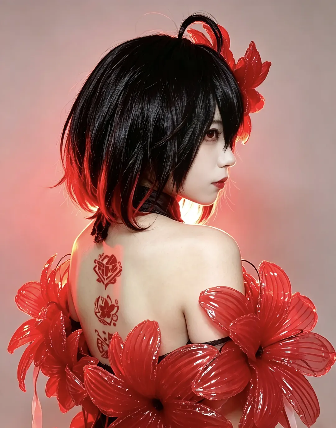 【希兒芙樂艾cos】墨染鏡華的紅黑交織，背部聖痕是重點