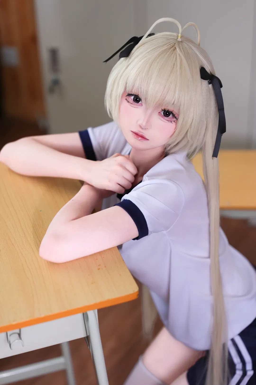 【春日野穹cos】体操服白丝与双马尾的校园感 - 第 1 张