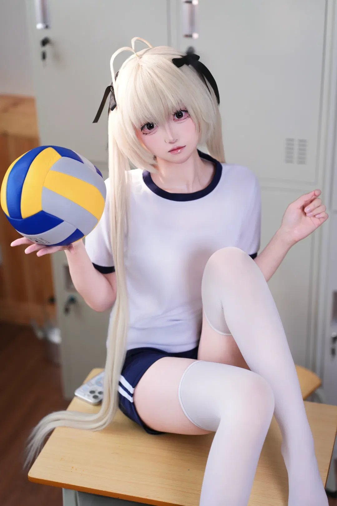 【春日野穹cos】体操服白丝与双马尾的校园感 - 第 3 张