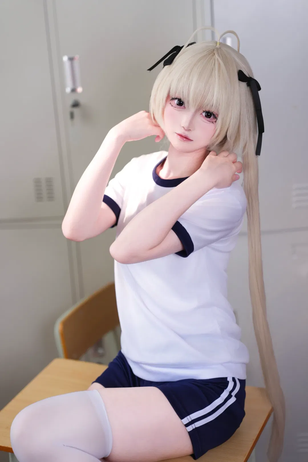 【春日野穹cos】体操服白丝与双马尾的校园感 - 第 4 张