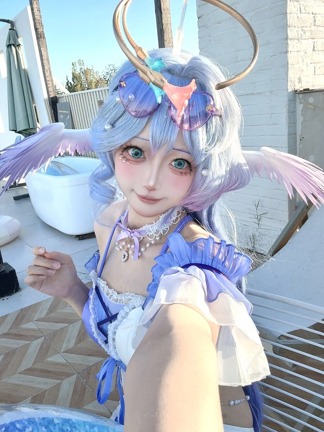 【知更鸟cos】泳装小鸟和露台拍摄花絮 - 第 1 张