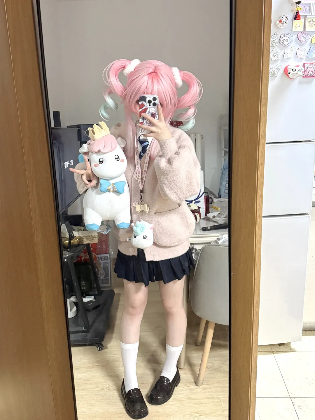 【风堇cos】校园版粉发双马尾的JK试衣日常 - 第 1 张