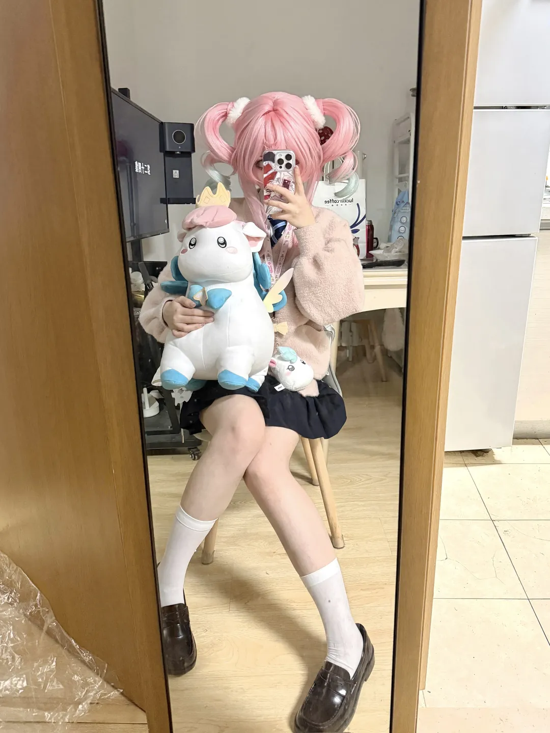 【风堇cos】校园版粉发双马尾的JK试衣日常 - 第 2 张
