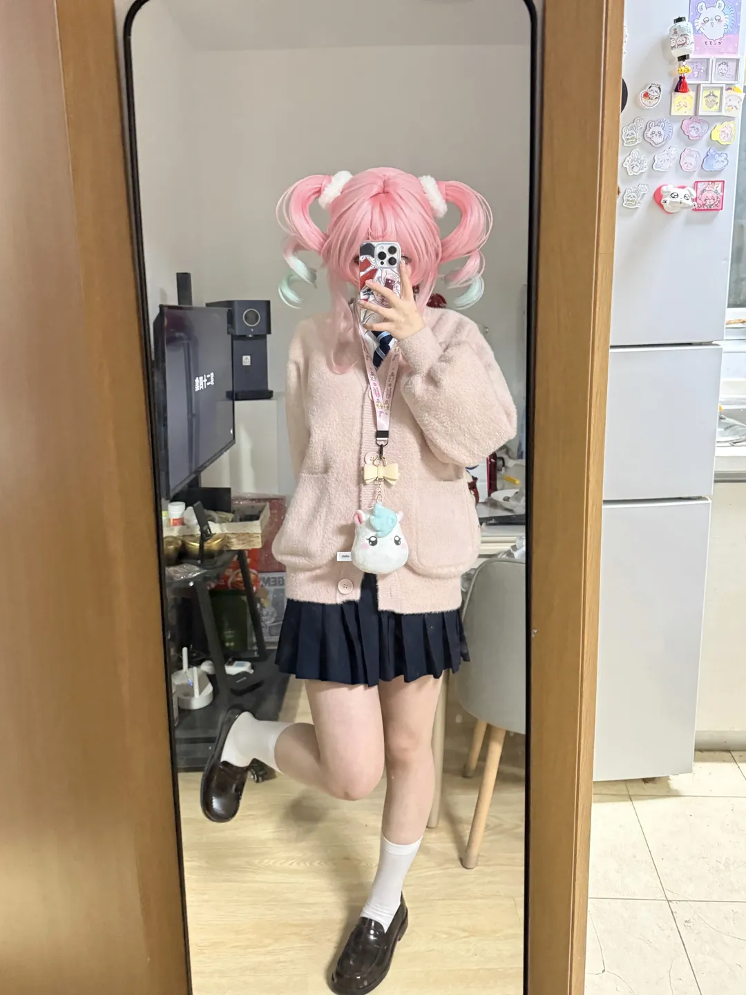 【风堇cos】校园版粉发双马尾的JK试衣日常 - 第 3 张