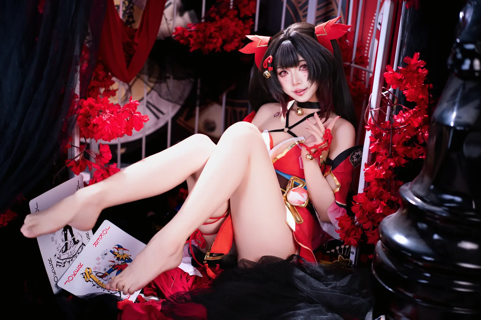 【花火cos】崩铁欢愉角色的红黑视觉演绎 - 第 2 张