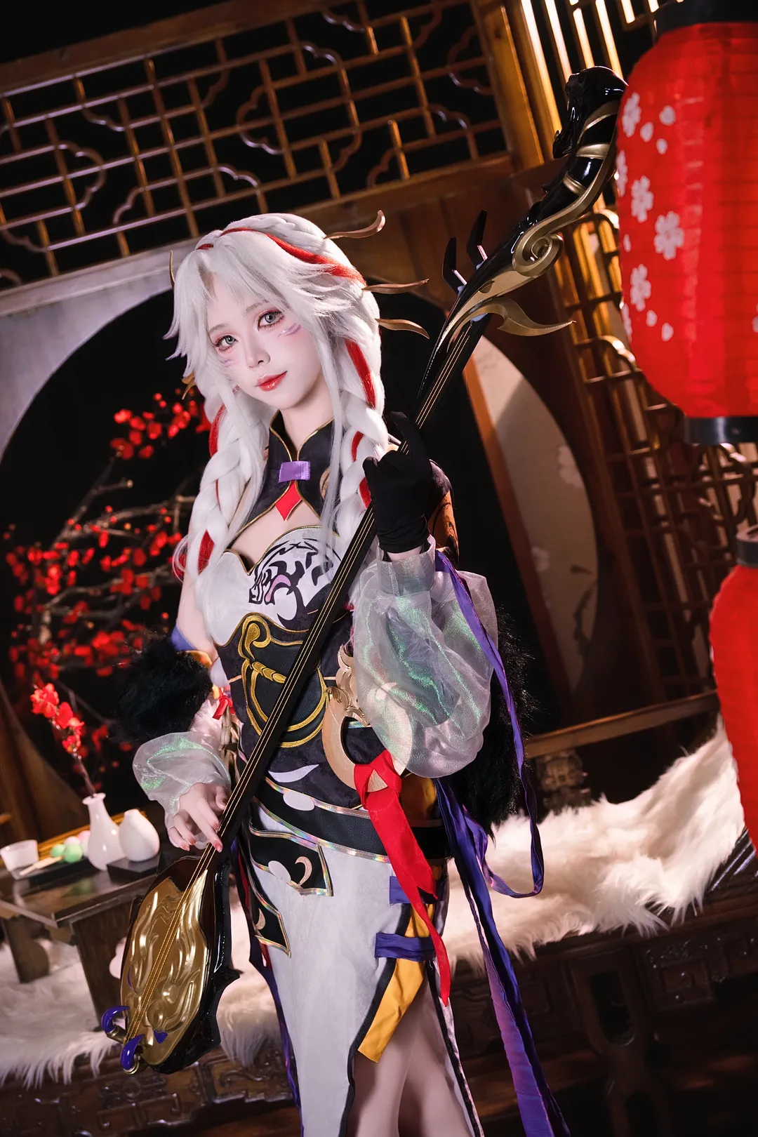 【楊玉環cos】王者榮耀寅虎心曲，抱著琵琶提著燈籠的國風少女 - 第 3 張