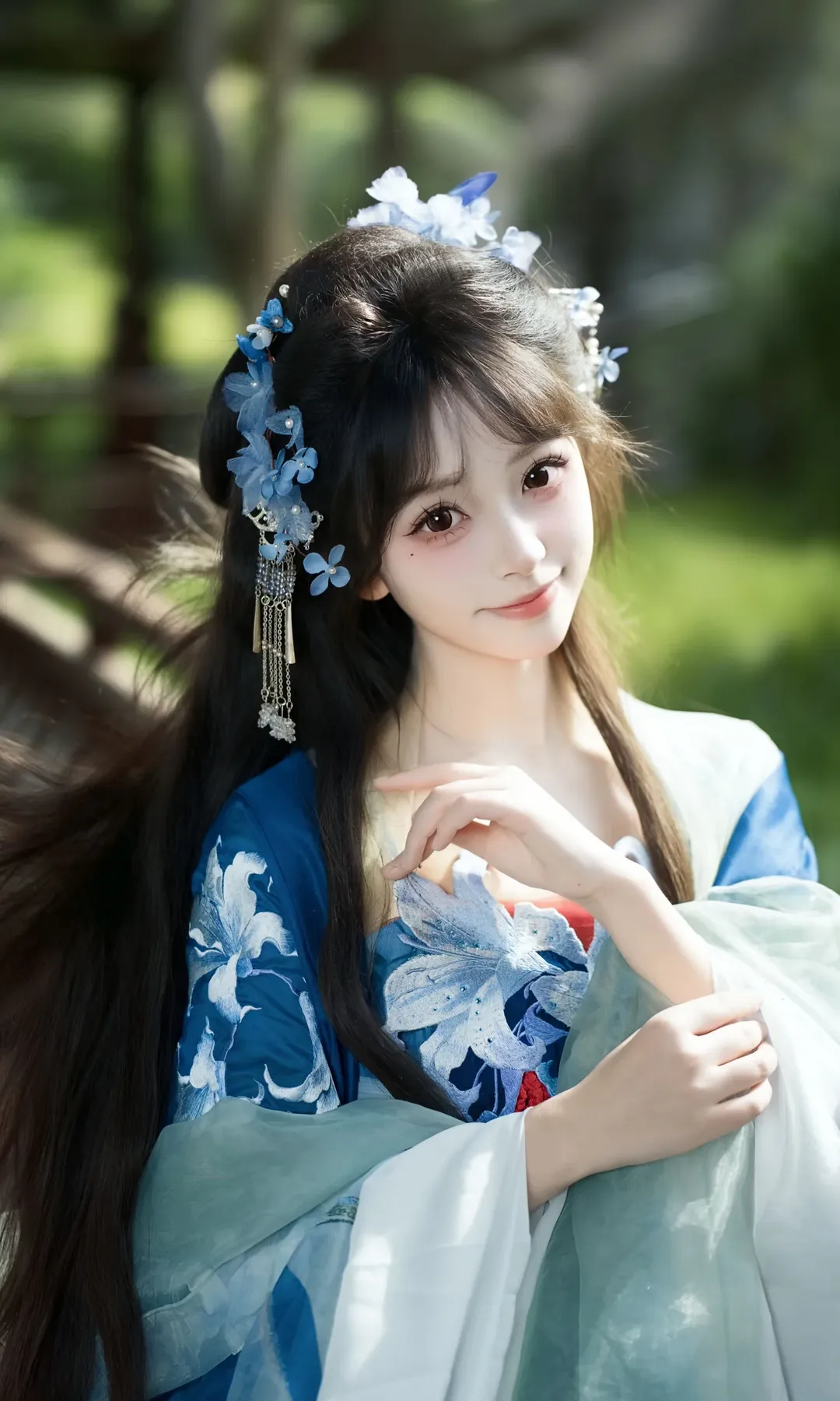 在宁波园林里拍到了绝美的蓝白渐变汉服 - 第 1 张