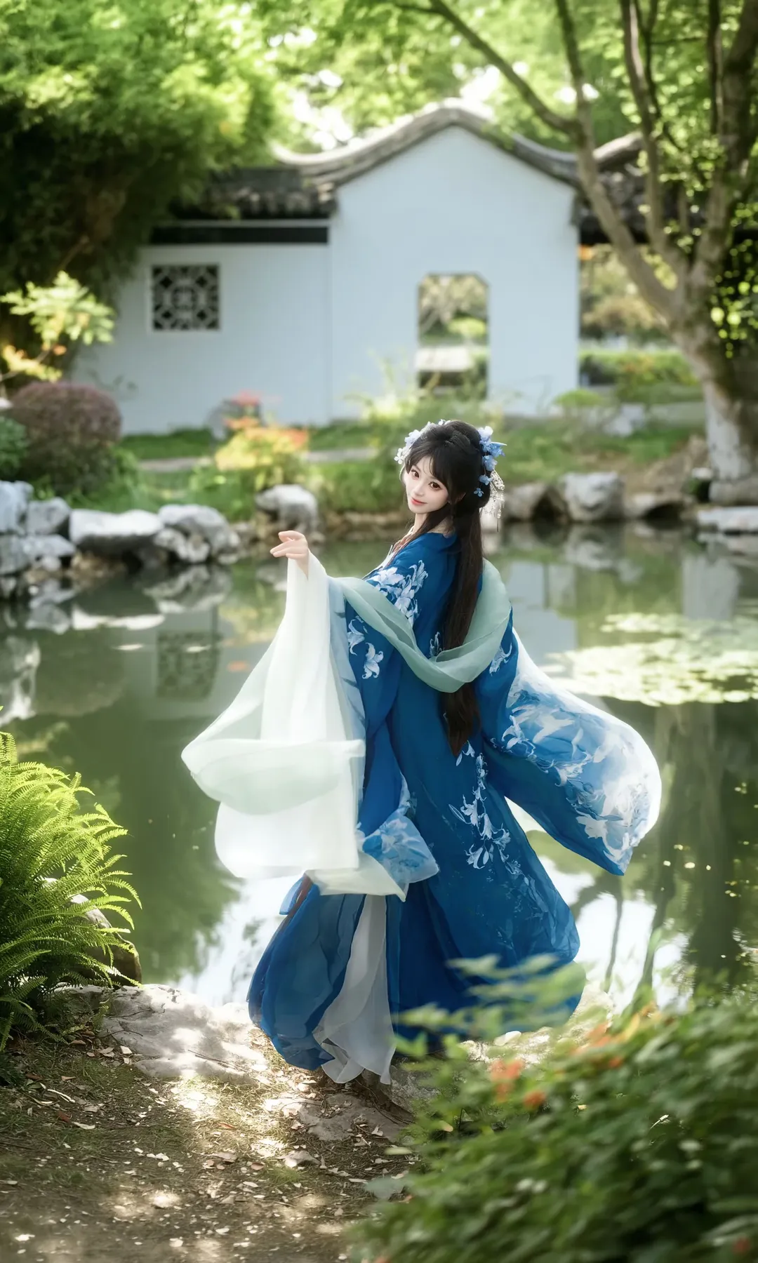 在宁波园林里拍到了绝美的蓝白渐变汉服 - 第 2 张