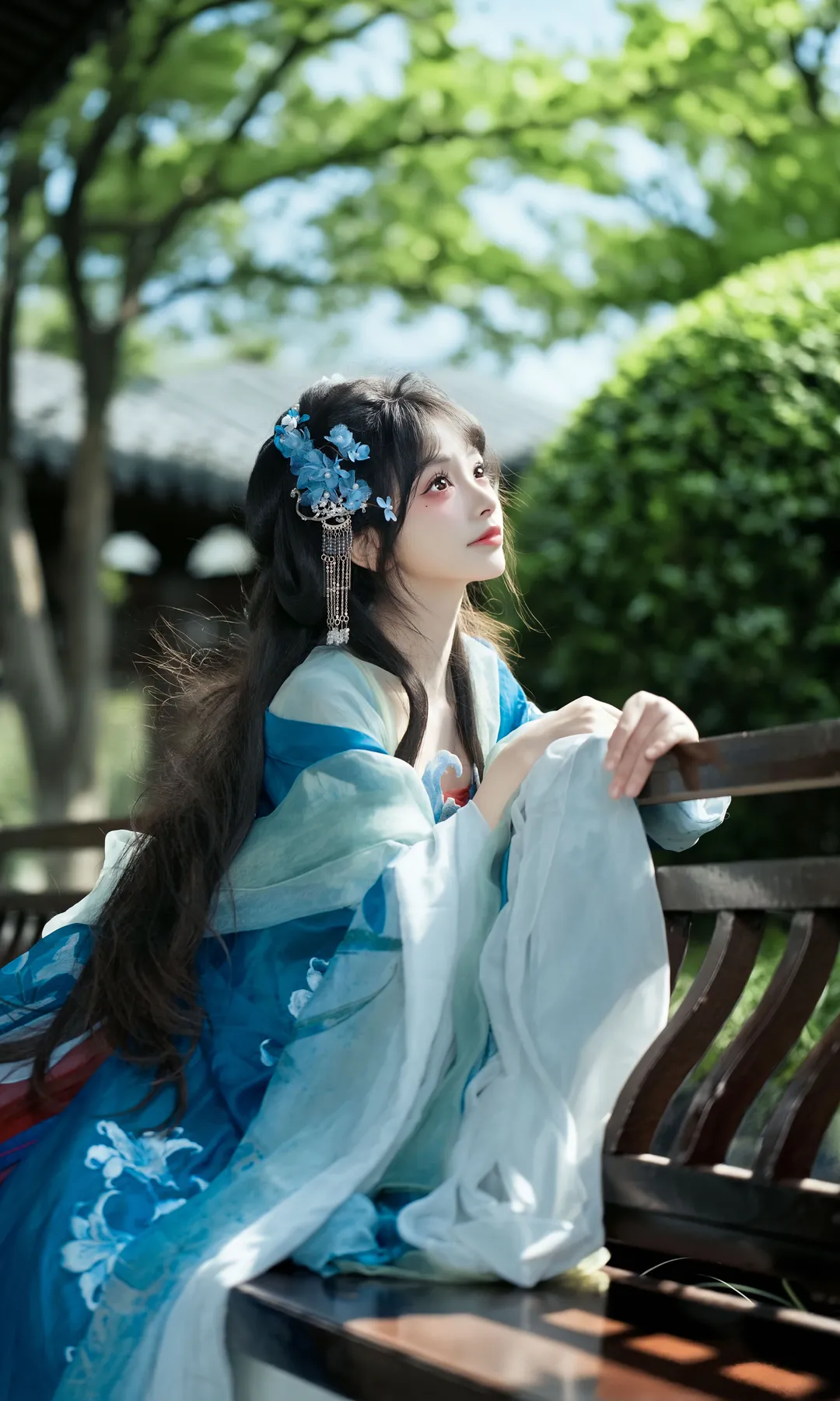 在宁波园林里拍到了绝美的蓝白渐变汉服 - 第 3 张