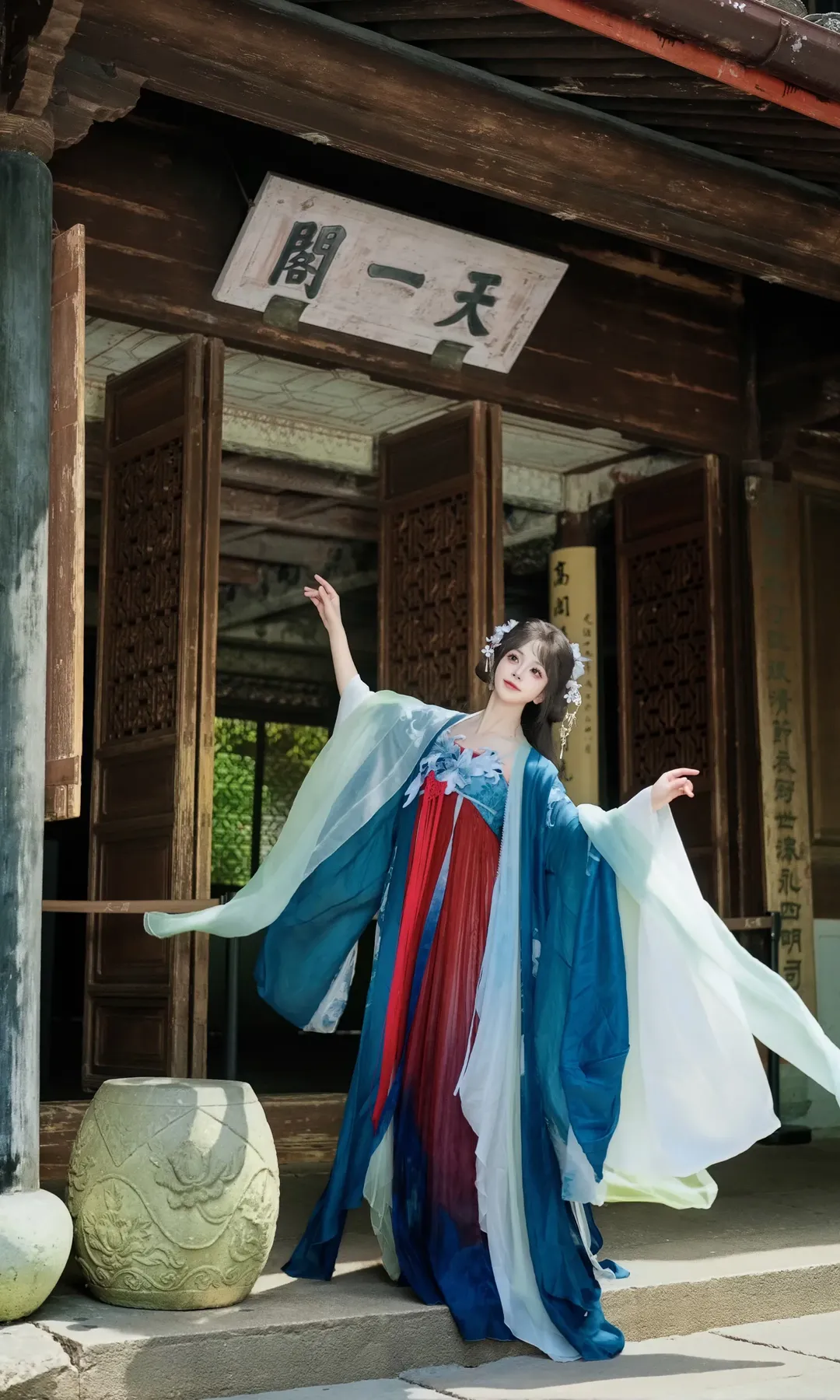 在宁波园林里拍到了绝美的蓝白渐变汉服 - 第 8 张