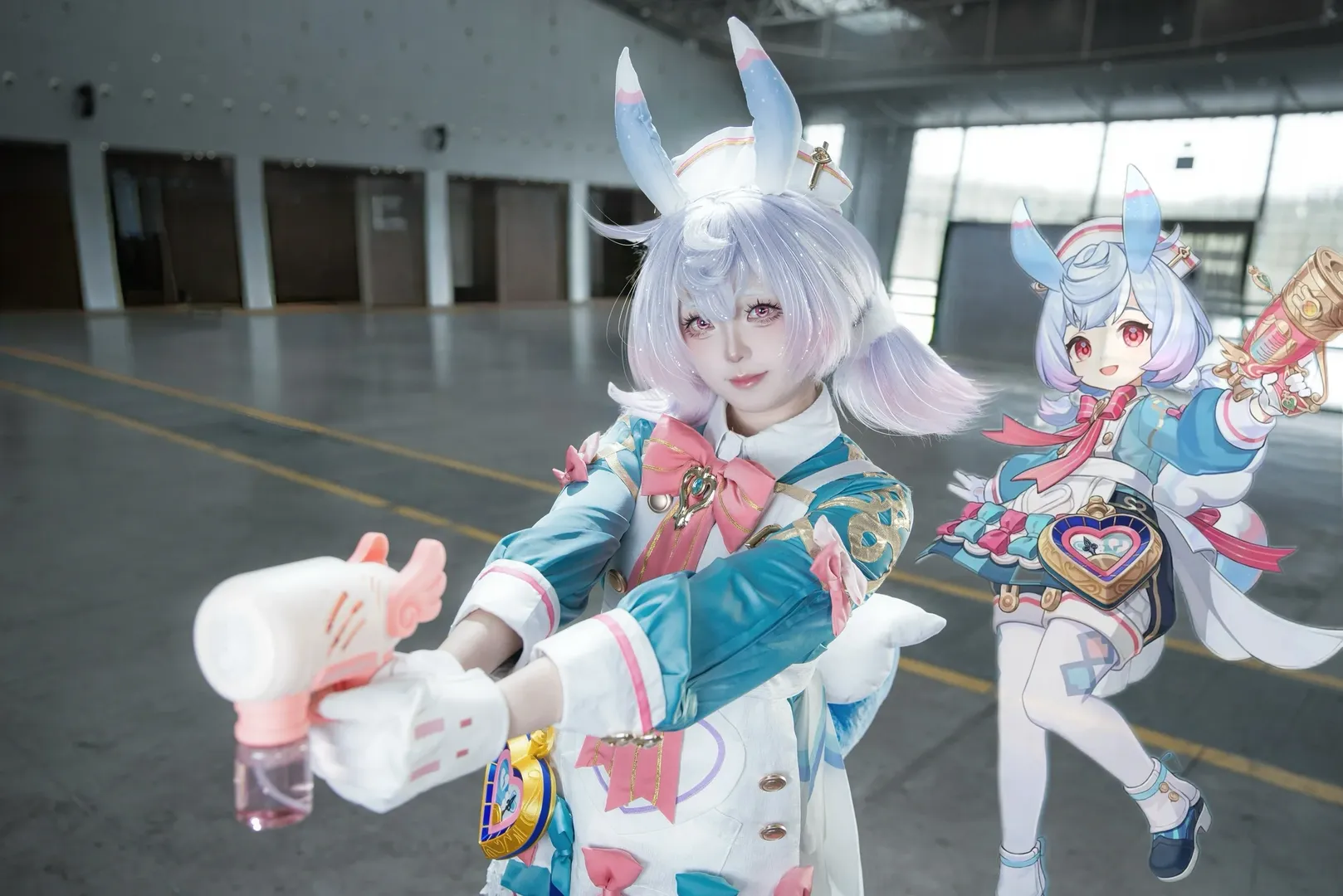 【希格雯cos】原神裡的兔耳少女，冷背景下的亮色服飾 - 第 2 張