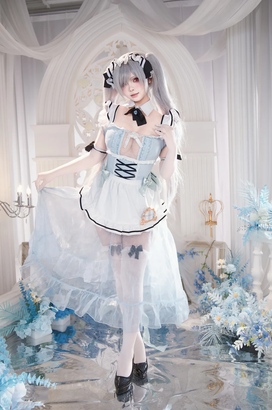 【灰姑娘cos】NIKKE灰姑娘女仆装，蓝白配色太绝了 - 第 5 张
