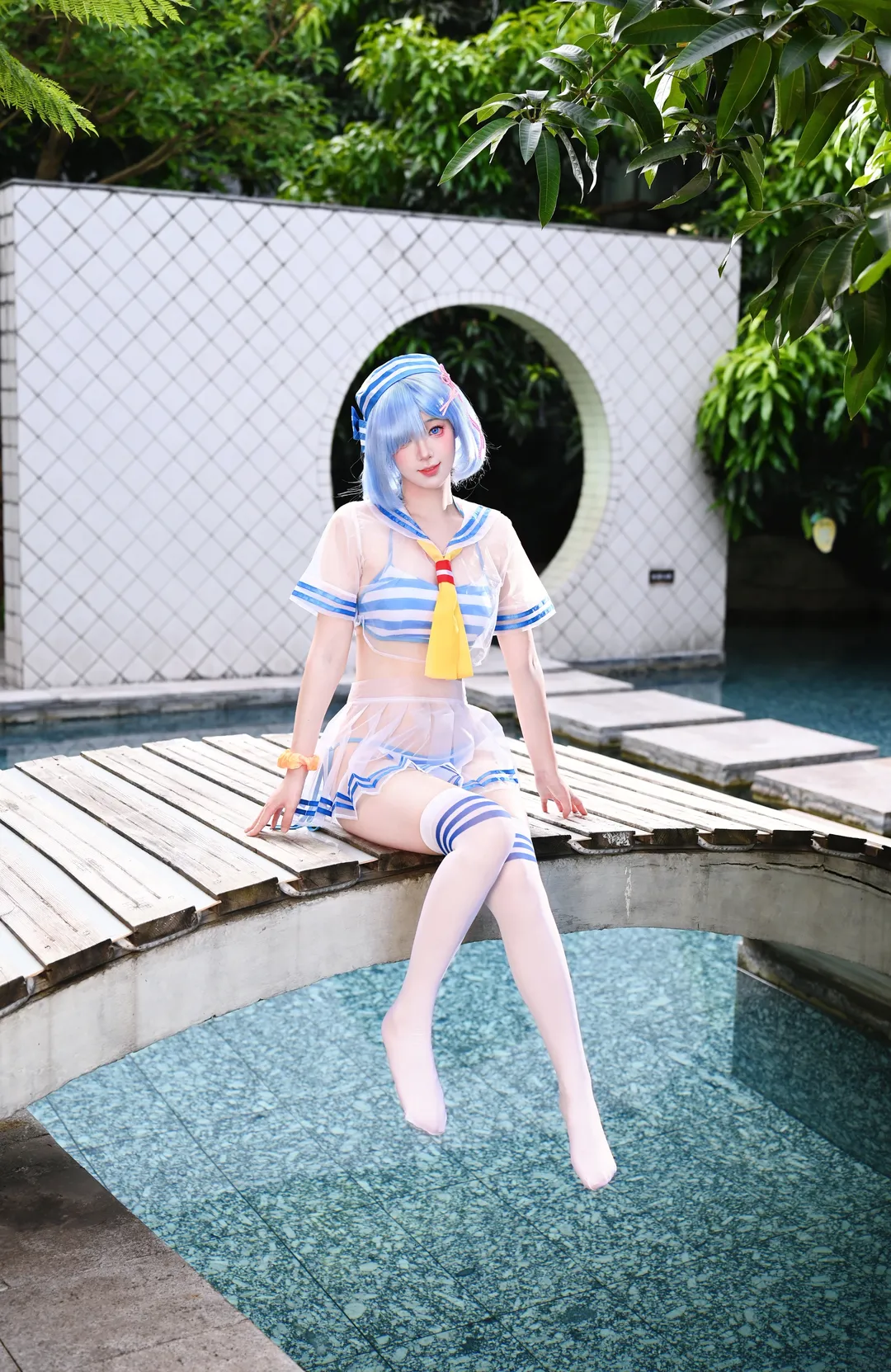 【蕾姆cos】清凉泳池边的夏日拍摄 - 第 1 张