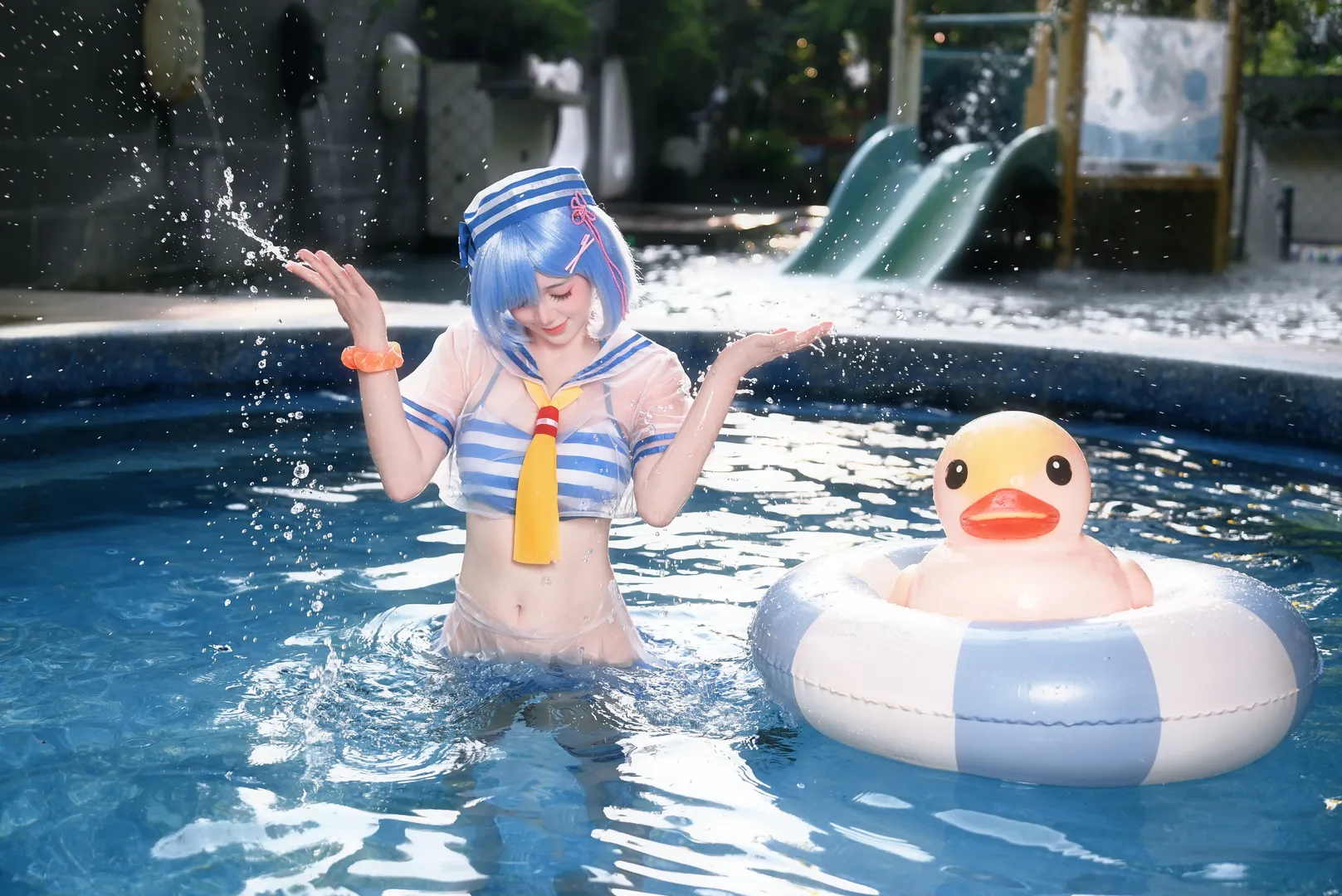 【蕾姆cos】泳池里的水花与夏日清凉 - 第 2 张