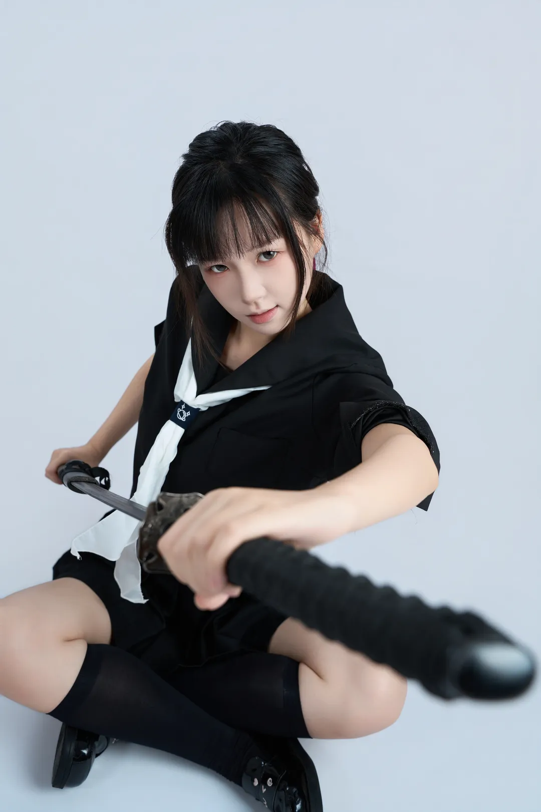 黑水手服剑道少女 速写姿势参考 - 第 10 张