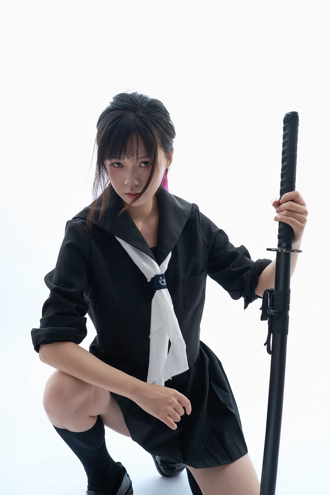 黑水手服剑道少女 速写姿势参考 - 第 3 张