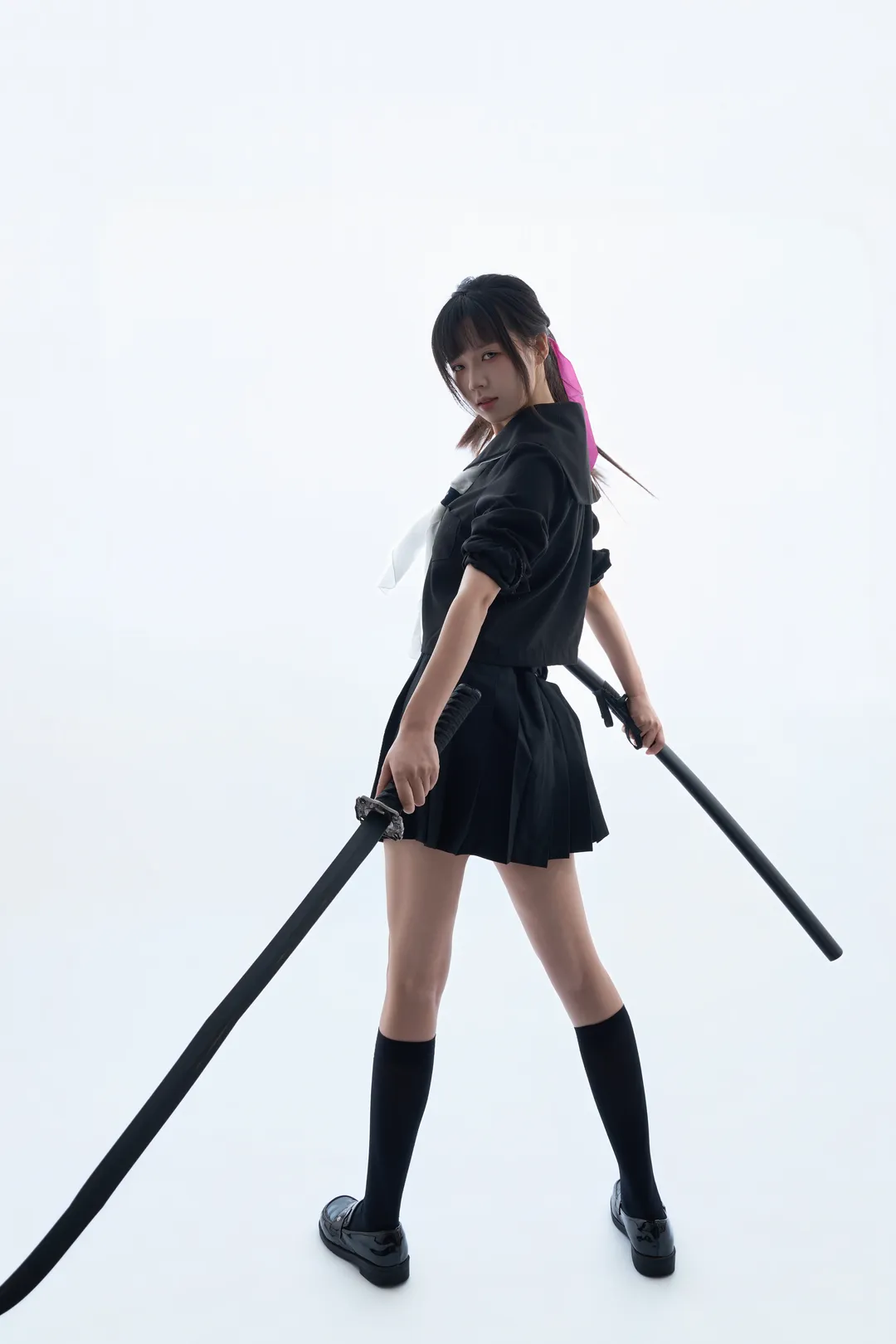 黑水手服剑道少女 速写姿势参考 - 第 5 张