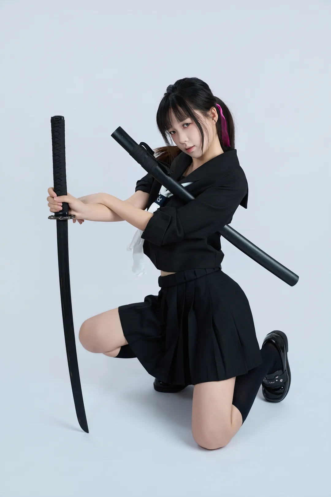 黑水手服剑道少女 速写姿势参考 - 第 7 张