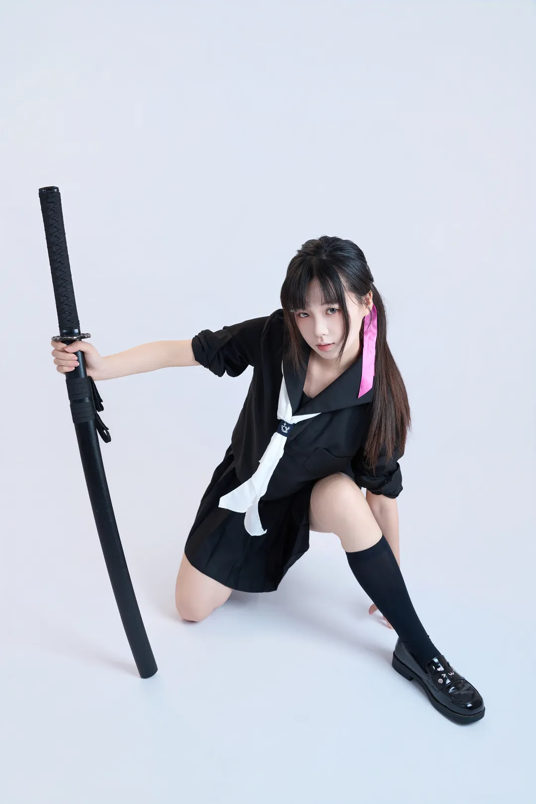 黑水手服剑道少女 速写姿势参考 - 第 9 张