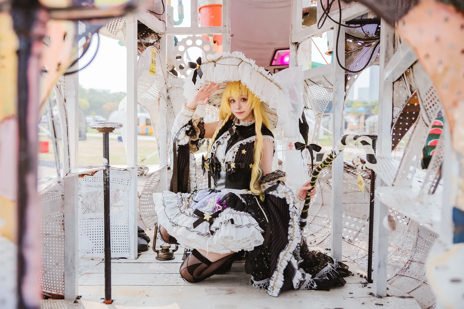 【雾雨魔理沙cos】东方project魔法使的哥特洛丽塔金属废墟游 - 第 9 张