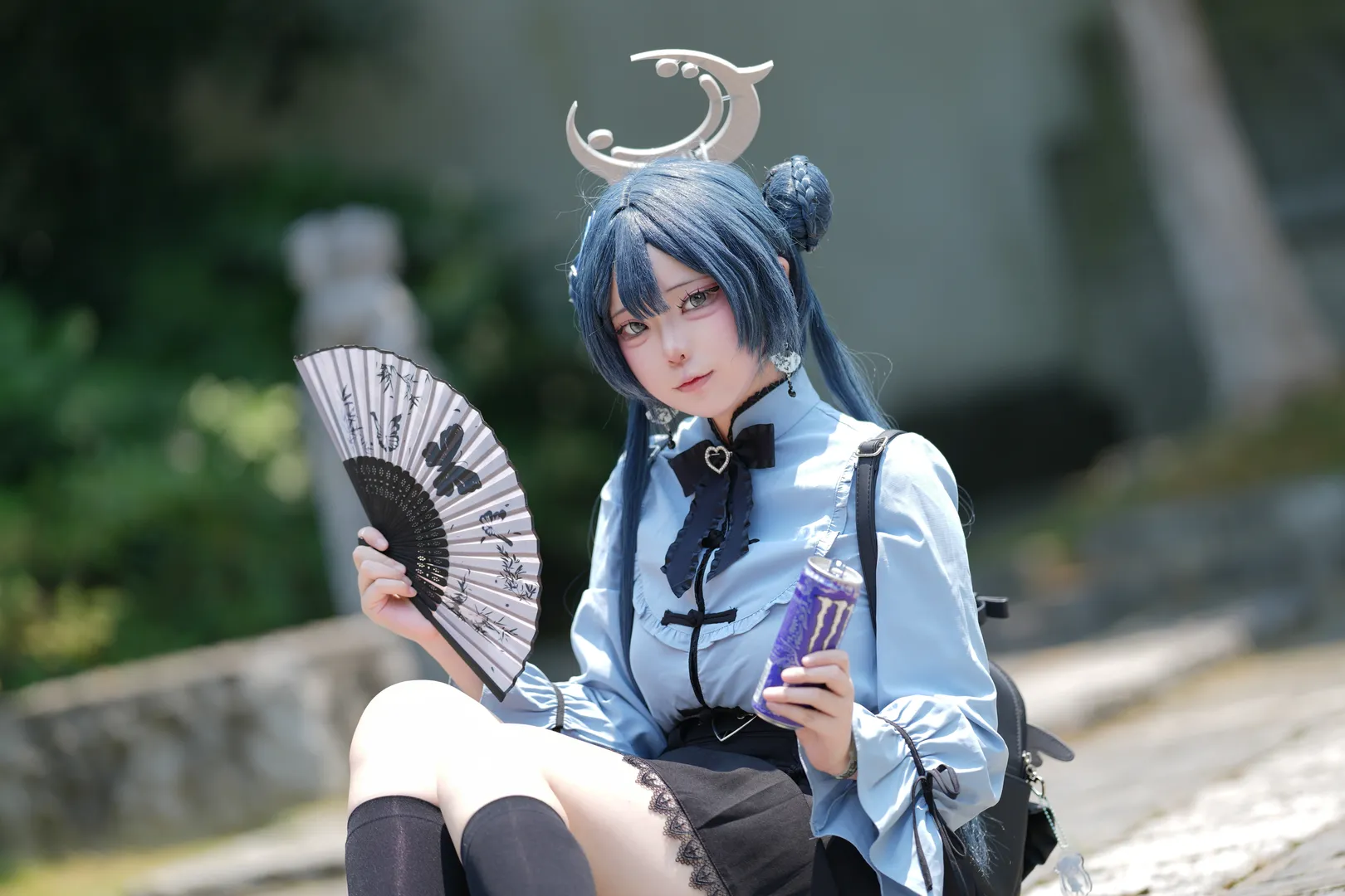【龙华妃咲cos】蔚蓝档案私设制服与折扇的户外记录 - 第 7 张