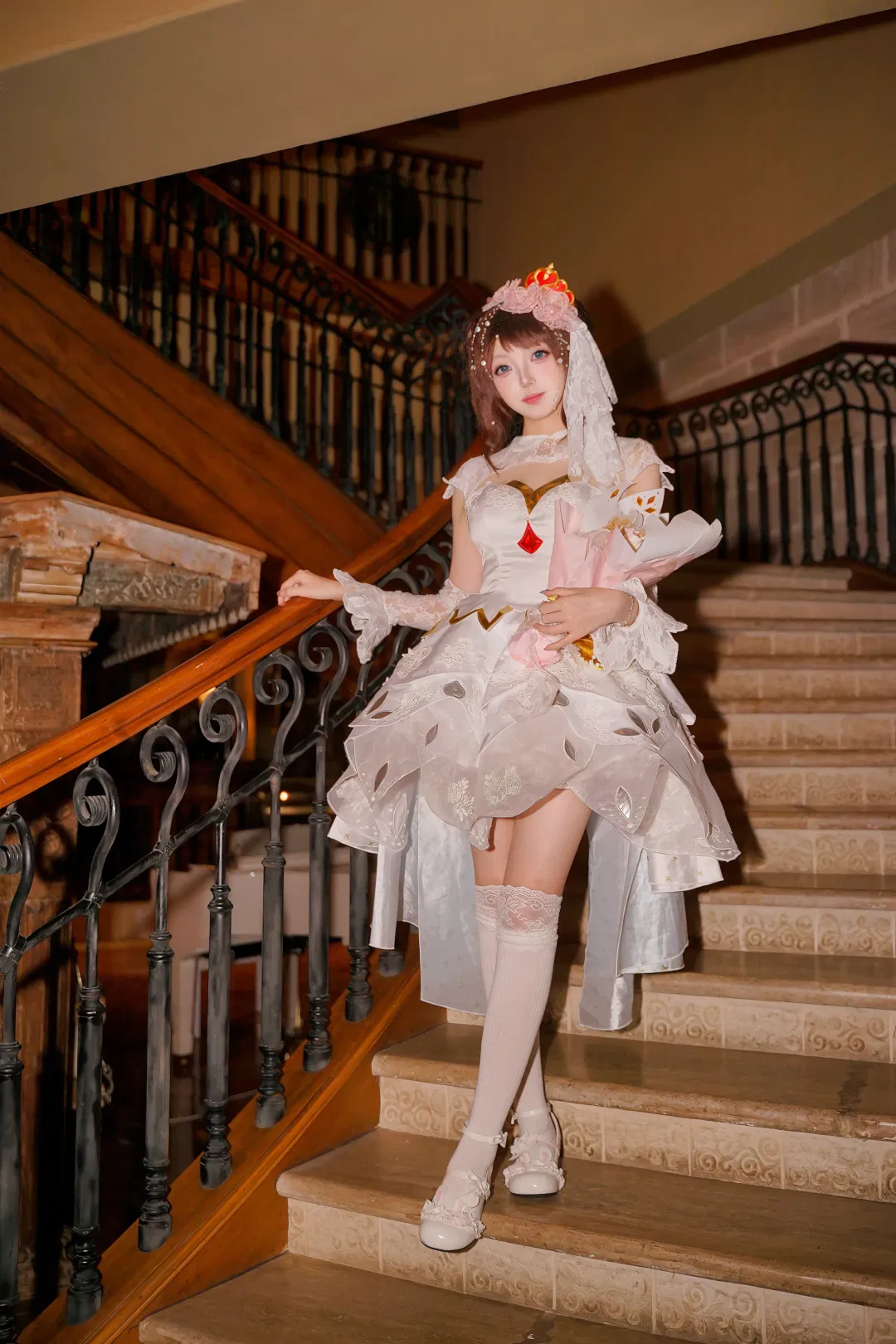 王者荣耀小乔纯白花嫁cos 复古内景里的浪漫记录 - 第 10 张