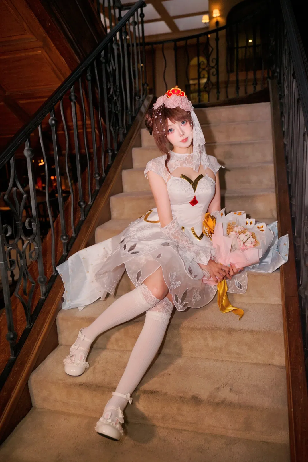 王者荣耀小乔纯白花嫁cos 复古内景里的浪漫记录 - 第 11 张